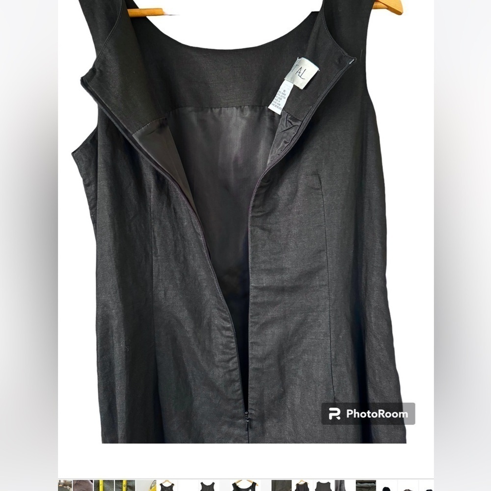 Et Al women’s sleeveless vintage XO rhinestone black linen Y2K dress Size 10 - Picture 5 of 10